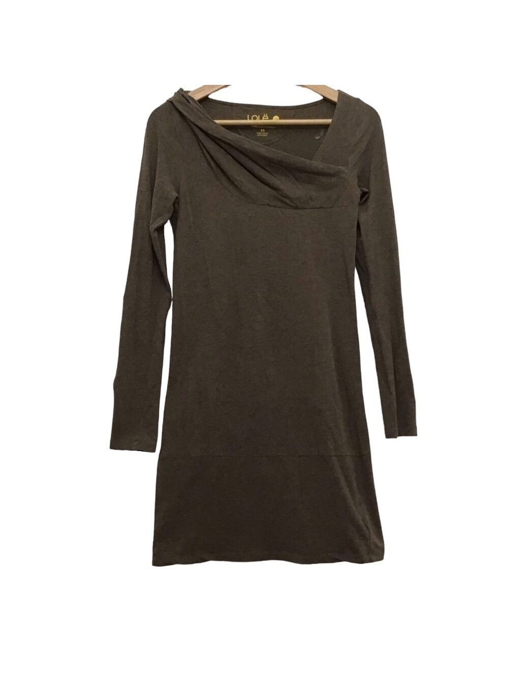 Lole Organic Cotton Dress Tan Eco Responsible Neutral Tone asymmetric XS